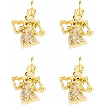 Dětské navlékací korálky Pro Háčkování Přívěsek anděl se zirkony 12 x 9,5 mm zlatý