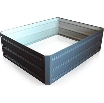 Zahradní dekorace Kovový vyvýšený záhon pozinkovaný šedý bez dna, obdélník 100x80x30 cm