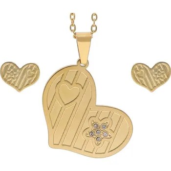 Souprava šperků Doria Set šperků z oceli zlaté SRDÍČKA K398