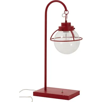 Lampička Červená kovová stolní retro lampa s patinou Ball Hang - 33*23*70 cm