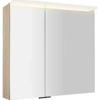 Zrcadlo SAPHO LINEX galerka s LED osvětlením, 80x70x15cm, jilm bardini