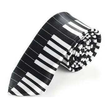 Kravata s potiskem klaviatura - černo/bílá