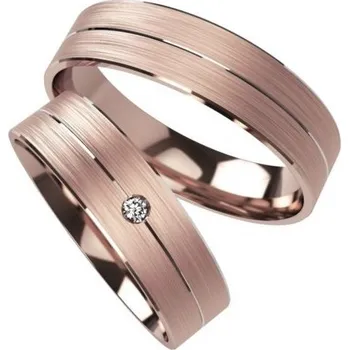 Prsten Primossa Ploché snubní prsteny s matným povrchem a drážkou Primossa, růžové zlato - vzor č. 1113 Dámský prsten: 60 mm, Pánský prsten: 60mm