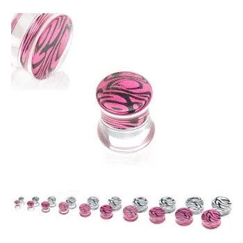Piercing Šperky4U Plug zebrovaný růžový - PL01044-22P