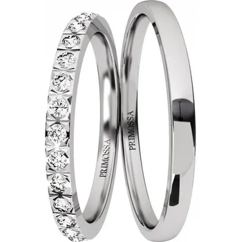 Prsten Primossa Minimalistické snubní prsteny se zirkony Primossa, bílé zlato - vzor č. 1177 Dámský prsten: 60 mm, Pánský prsten: 60mm