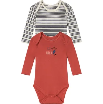 Kojenecký body lupilu® Chlapecké body s dlouhými rukávy BIO, 2 kusy (hnědá, 50/56)