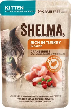 Krmivo pro kočku Shelma Cat Kitten krůta a brusinka v omáčce 85 g