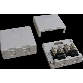 Elektrická zásuvka DATACOM UTP 2xRJ45 zásuvka CAT6 na omítku (protiprachová)