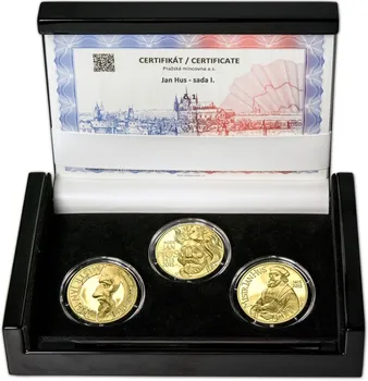 Pražská mincovna Jan Hus sada I. 10000 Kč 1/2 oz Proof 3x 15,56 g