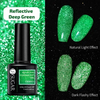 Lak na nehty URSugar UR Sugar reflexní UV gel: Reflective Deep Green, 7,5 ml