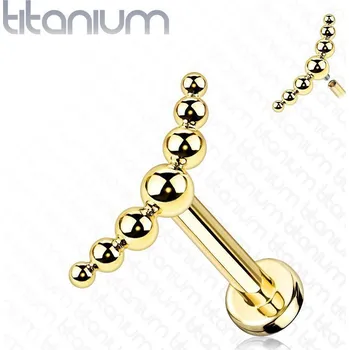 Piercing Piercing do brady / ucha TITAN zlatý (1,2 x 8 mm)