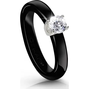 Prsten Cerafi Keramický prsten se zirkony FIDANZAMENTO NERO 128 Velikost: 58