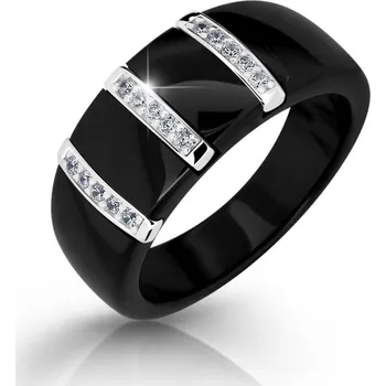 Prsten Cerafi Keramický prsten se zirkony Raggi Nero 905 Velikost: 50