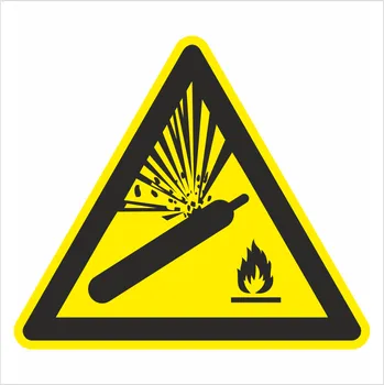 POZOR láhve se stačeným plynem ISO 7010 samolepící vinylová fólie 200 x 200 mm