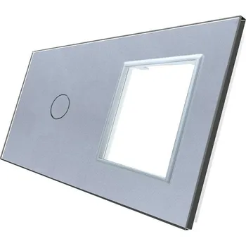 Elektrická zásuvka WELAIK dvojnásobný skleněný panel 1+zás - šedý
