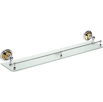 Koupelnový nábytek RETRO zlato-chrom: Polička skleněná s hrazdou