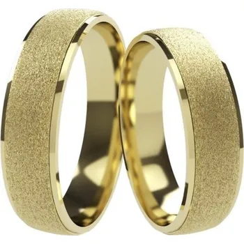 Prsten Primossa Snubní prsteny s pískováním Primossa, žluté zlato - vzor č. 570 Dámský prsten: 53 mm, Pánský prsten: 54mm