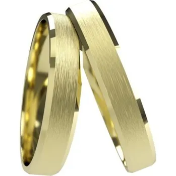 Prsten Primossa Snubní prsteny se zkosenými hranami a matným povrchem Primossa, žluté zlato - vzor č. 741 Dámský prsten: 53 mm, Pánský prsten: 53mm