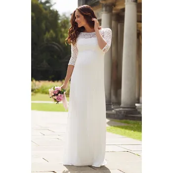 Těhotenské šaty Tiffany Rose Těhotenské svatební šaty dlouhé LUCIA Barva: Ivory - smetanová, Velikost: 4 EU 42-44, Materiál: krajkové-modal
