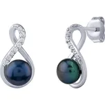 Stříbrné náušnice s černou přírodní perlou JST16959EB