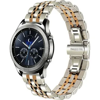 Ostatní příslušenství k chytrým hodinkám eses Kovový článkovitý rychloupínací řemínek pro Garmin - Stříbrná a růžová zlatá, 22 mm