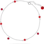Řetízek na nohu červený se Swarovski Elements Kalo BA20385000LSI Light Siam