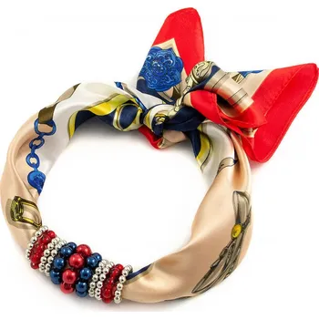 Šátek Šátek s bižuterií Letuška - hnědo-červený