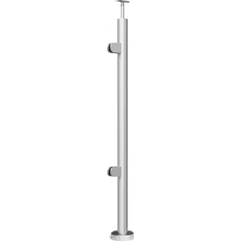 Zábradlí Hahn Steel Sloupek O48,3 mm se dvěma držáky, broušená K320, AISI 304 Těsnění pro sklo: 8mm