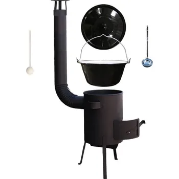 Kempingové nádobí Smaltovaný kotlík 25 L + žáruvzdorná kotlina 45 PLUS 600 s roštem na popel 4 mm