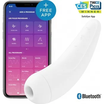 Vibrátor Stimulátor klitorisu Satisfyer Curvy 2+ White, chytrý bezdotykový stimulátor klitorisu s vibracemi