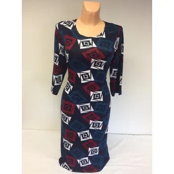 Dámské šaty Šaty s delším rukávem TEREZA, Barva Modrá, Velikost L 42 , Materiál 64%Viskoza 31%Pe5%Pu