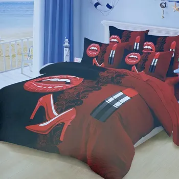 Povlečení Numberoplus Francouzské bavlněné povlečení černá a vínová - Makeup