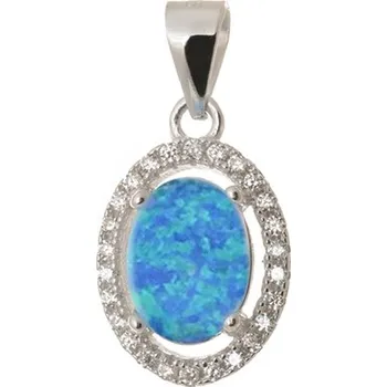 Přívěsek Stříbrný přívěšek s modrým opálem a zirkony AGH174