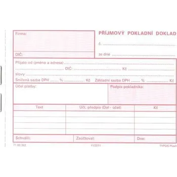 Tiskopis Pokladní doklad příjmový - copy, 50 x2 listy