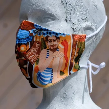 rouška Designová dvojvrstvá rouška Dobře naložený muž - pánská L