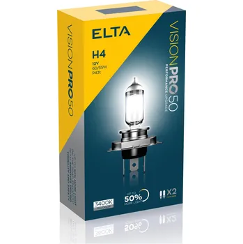 Autožárovka Elta 12V H4 60-55W P43t VisionPro +50% 2 ks
