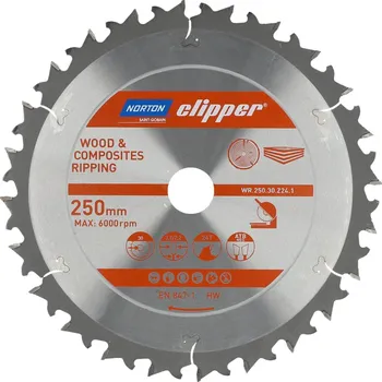 Pilový kotouč Norton Clipper Pilový kotouč WOOD RIPPING 250x30 3,2/2,2 24T ATB Neg