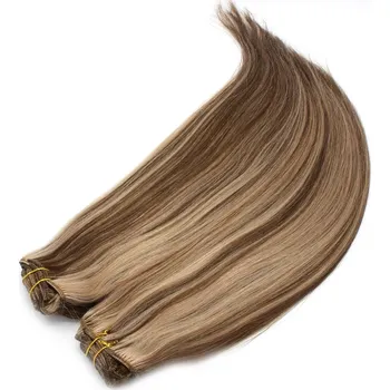 Příčesek Clip in maxi set 43cm pravé lidské vlasy - REMY 140g - tmavý melír