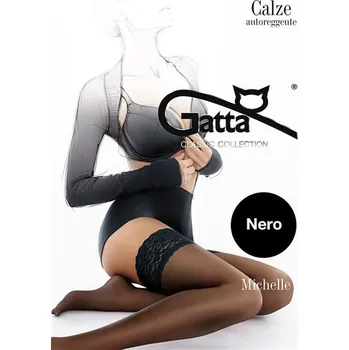 Dámské erotické punčochy Gatta Michelle 01 - Samodržící punčochy Nero Černá Velikost 3-4