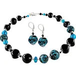 Lampglas Mrazivý set náhrdelníku a náušnic Turquoise Icon z perel Lampglas