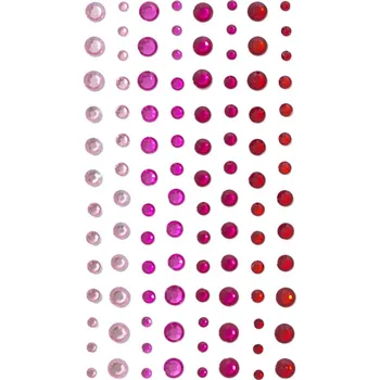 Výtvarný papír Samolepicí dekorační kamínky - mix velikostí, červené odstíny, 104 ks