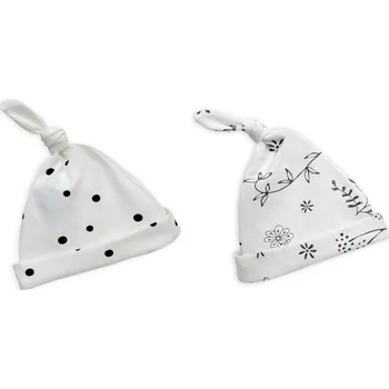 Kojenecká čepice Sleepee Dětské čepice 2-4 měsíce - sada dvou kusů černé tečky/bloom