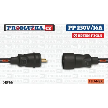 Prodlužovací kabel Prodlužka.cz Prodlužovací přívod Titanex koncovka Legrand 230V/16A/3G1,5 M: Délka 50 m