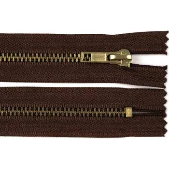 Zip Zdrhovadlo zip mosazný 10cm nedělitelný 6mm tm. hnědá