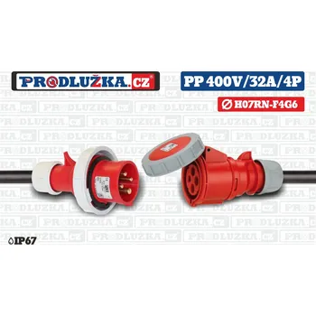 Prodlužovací kabel Prodlužka.cz Prodlužovací přívod 400V/32A/4p/4G6/IP67 M: Délka 50 m
