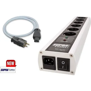 Napájecí kabel SUPRA Mains Block MD06-EU/SP SWITCH + SUPRA LoRad 2.5 CS-EU - 10-16A (Akční set přepěťové ochrany a síťového kabelu)