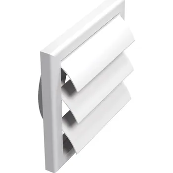 Větrací mřížka Dalap GP 100 RF PVC větrací mřížka s přírubou a samotížnou žaluzií, 154x154 mm / Ø 100 mm, bílá