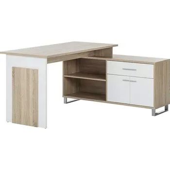 Psací stůl Rohový psací stůl MANAGER dub sonoma/bílá moderní