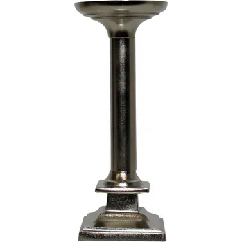 Svícen Stříbrný kovový svícen čtverec - 9*9*22cm