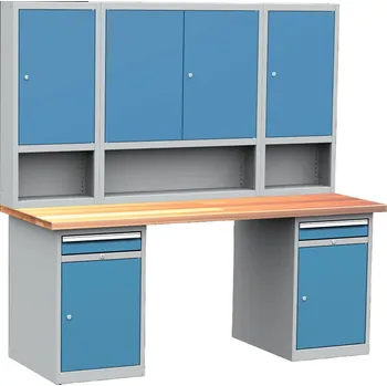 Dílenský stůl Dílenský stůl montovaný PROFI, sestava 1, 195 x 200 x 75 cm